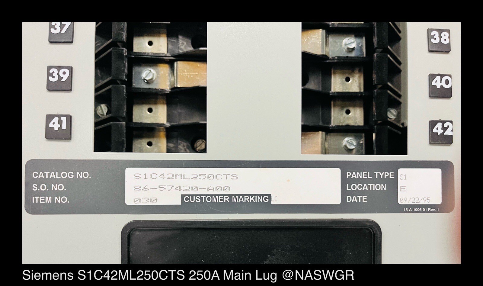 S1C42ML25CTS ~ Siemens S1C42ML25CTS 250A S1 Main Lug Panel 208Y/120V 3P/4W