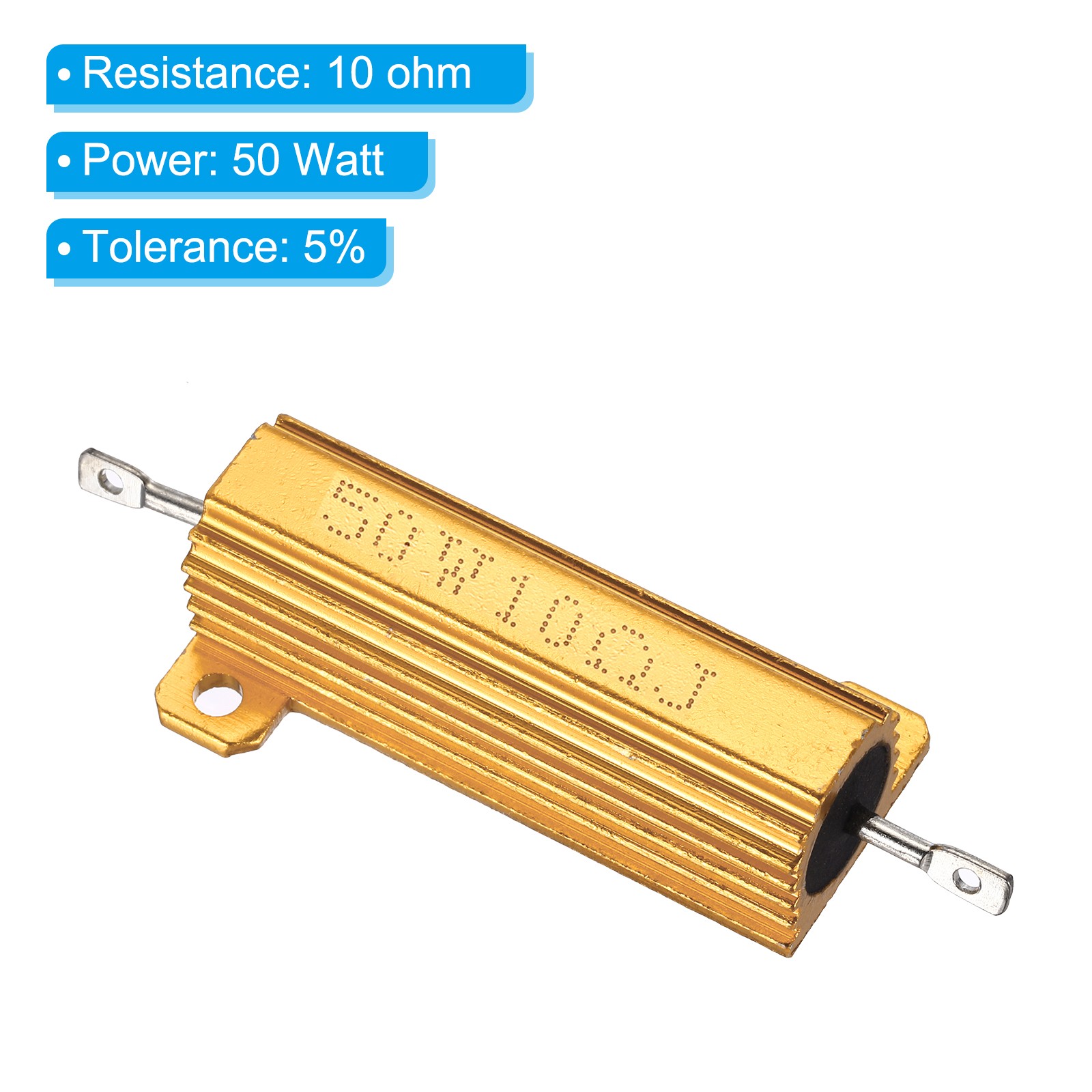 50W 10 Ohm Aluminum Shell Resistor, 3Pcs Aluminum Housing Resistor