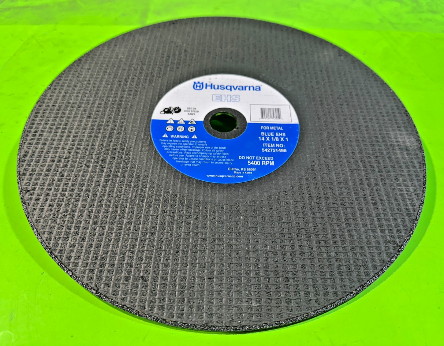 NEW Husqvarna Blue EHS Blade 542751496 14″ x 1/8″ x 1″ Metal Cutting Wheel