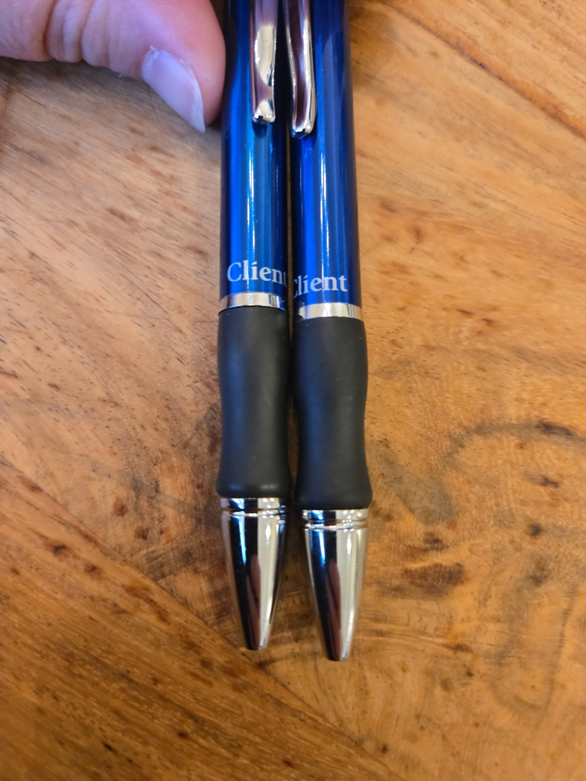 Vintage Pentel Client Retractable Ballpoint Pens Medium Line Blue Body Ink Metal