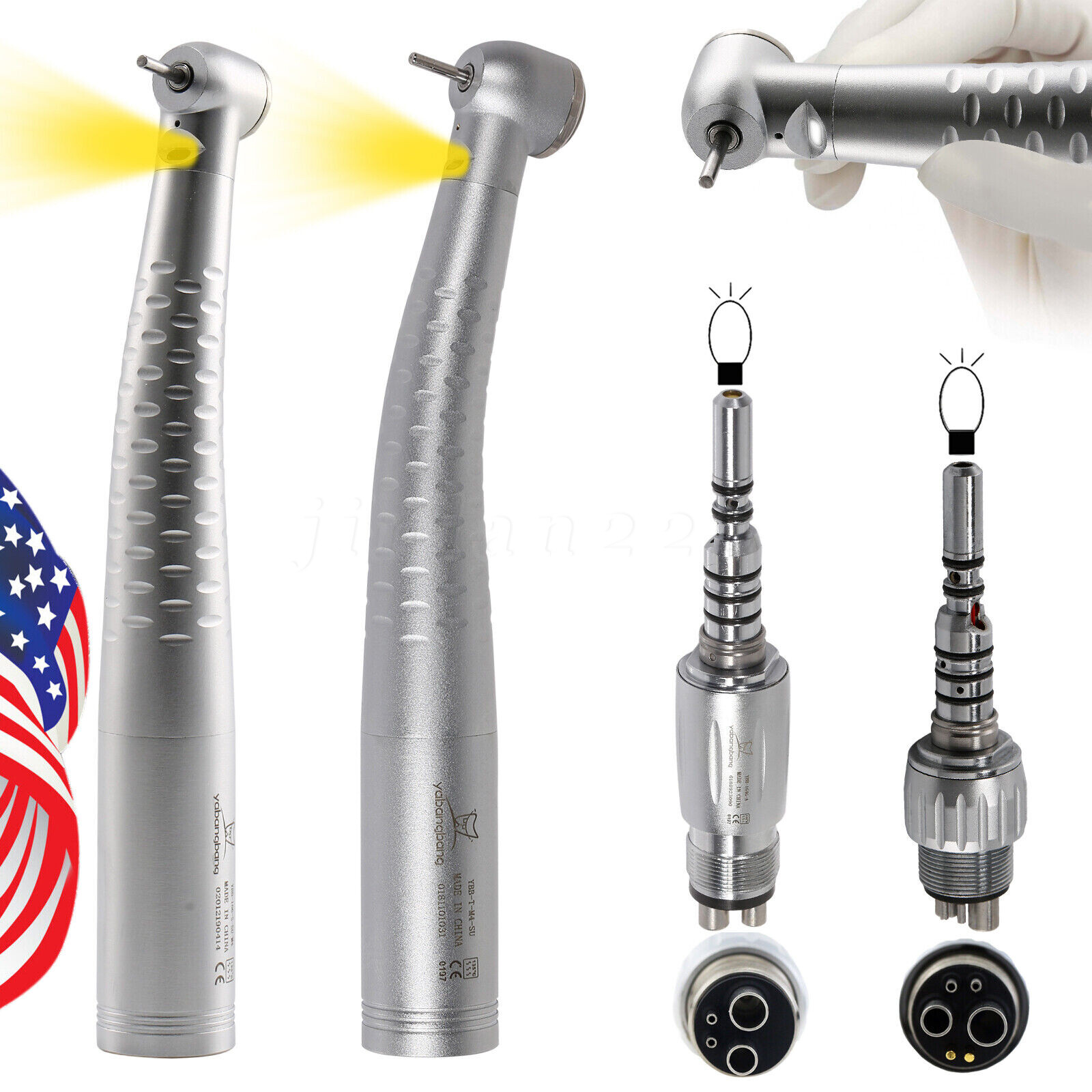 KAVO Style Dental Fiber Optic LED High Speed Handpiece /Quick Coupler 4/6 Holes
