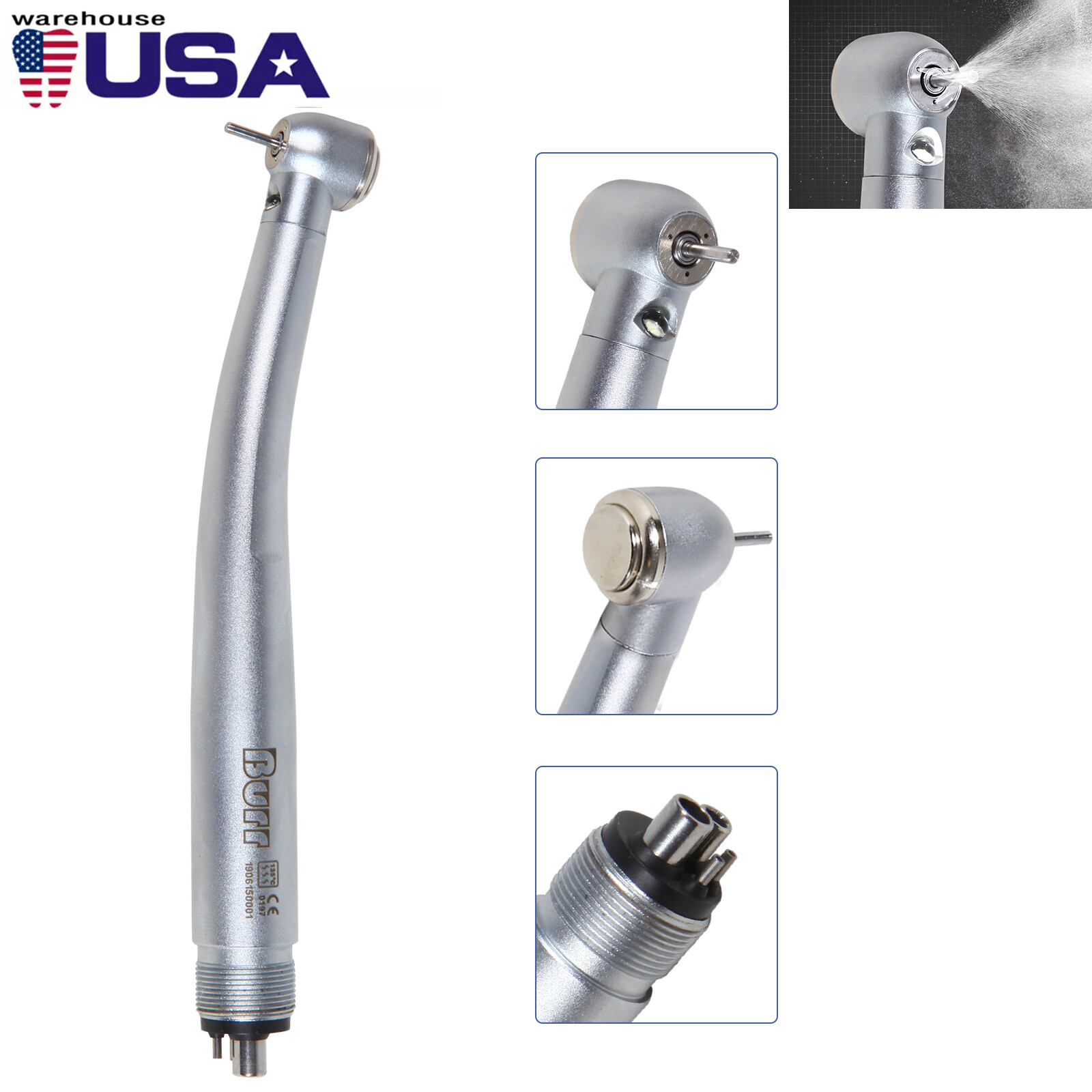 NSK Style Dental Fiber Optic LED E-generator High Speed Handpiece Turbine 4 HOLE