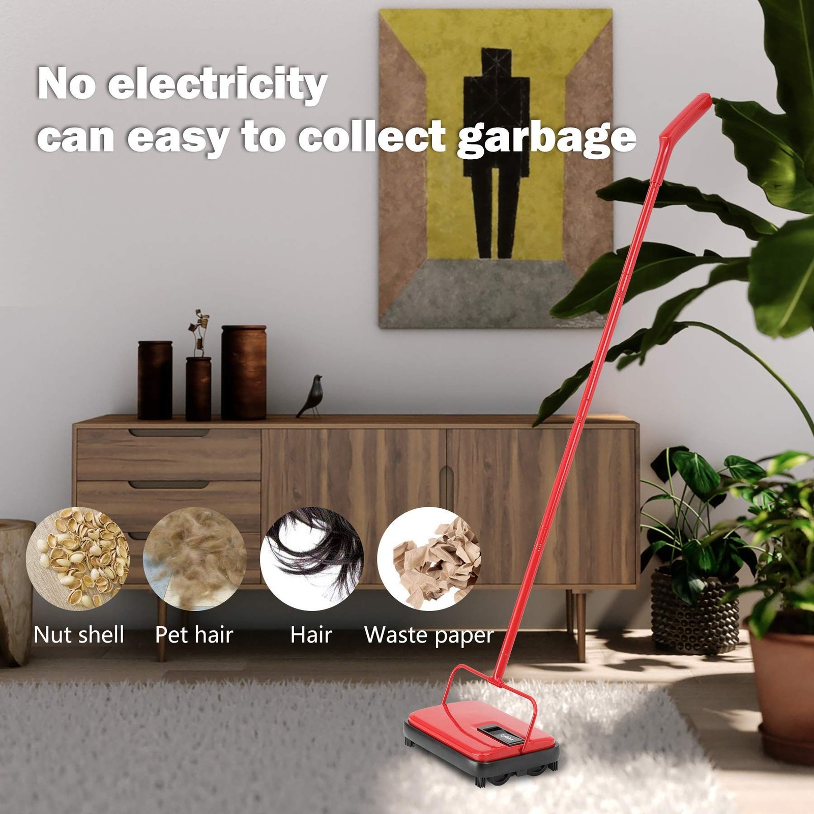 Eyliden Carpet Sweeper, Mini Size Lightweight Hand Push – No Noise, Non-Elect…
