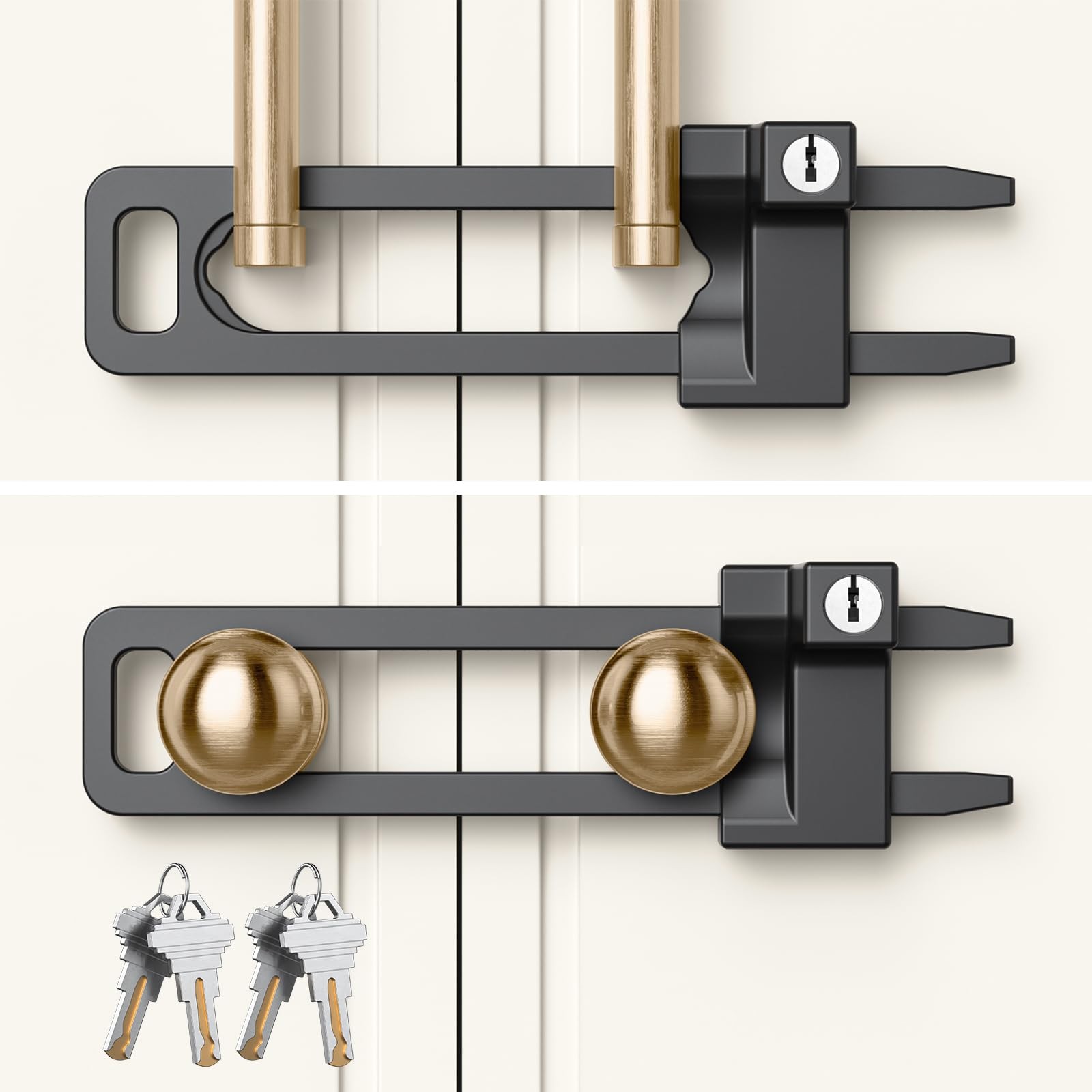 Keyed Cabinet Lock, 2 Locks 4 Keys, Key Alike, Childproof Drawer Latch