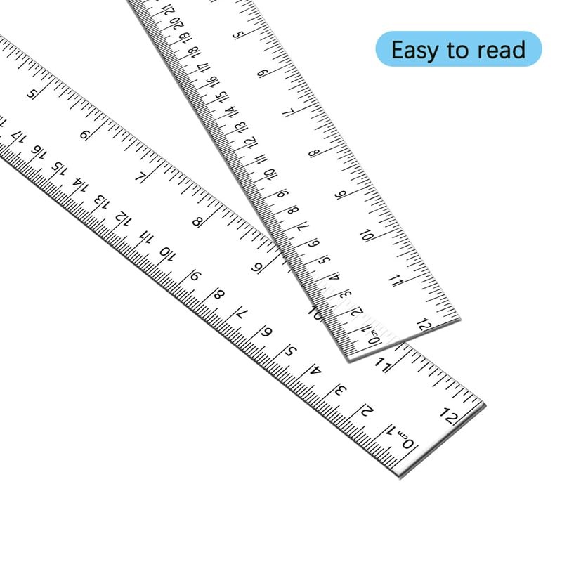 【Individually Wrapped】- 7 Pack Clear Plastic Ruler 12 inch, Transparent