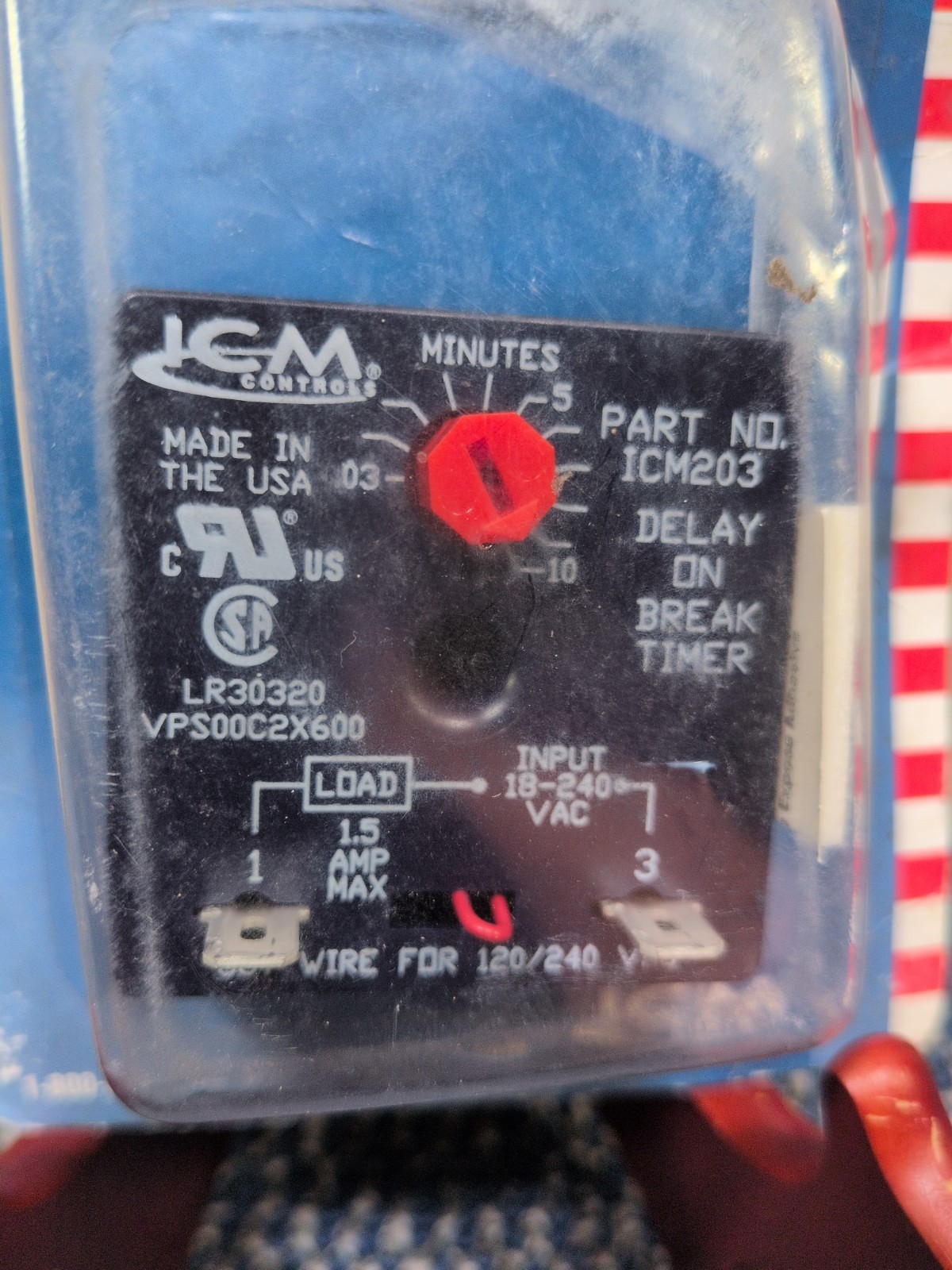 ICM Control ICM203B Delay on Break Timer .03-10 Minute Adjustable 18-240 VAC NOS