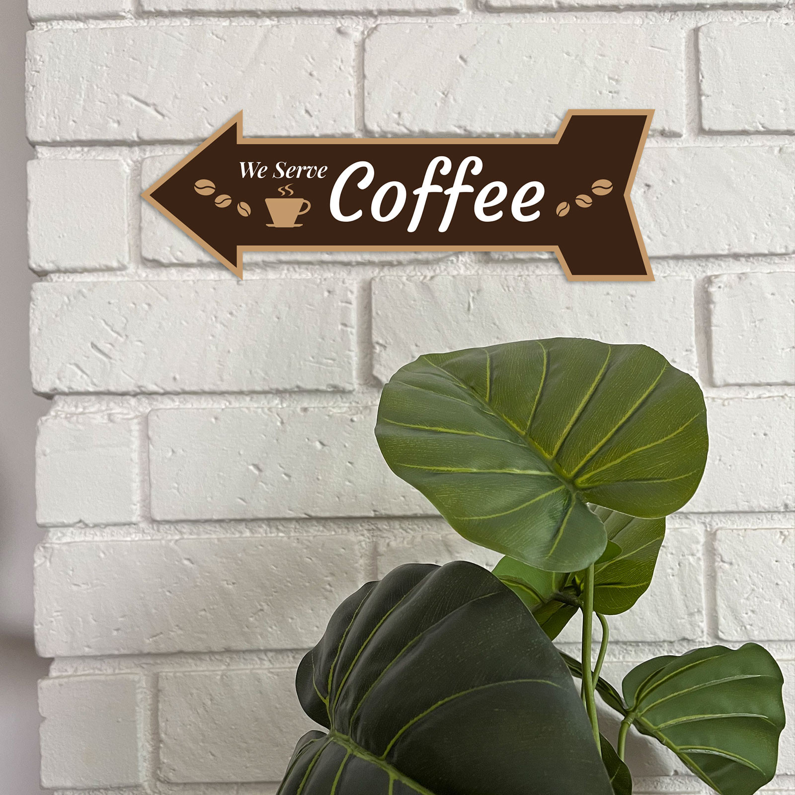 Arrow Shape We Serve Coffee 12×4″ Wall or Door Sign | Funny Home Decor