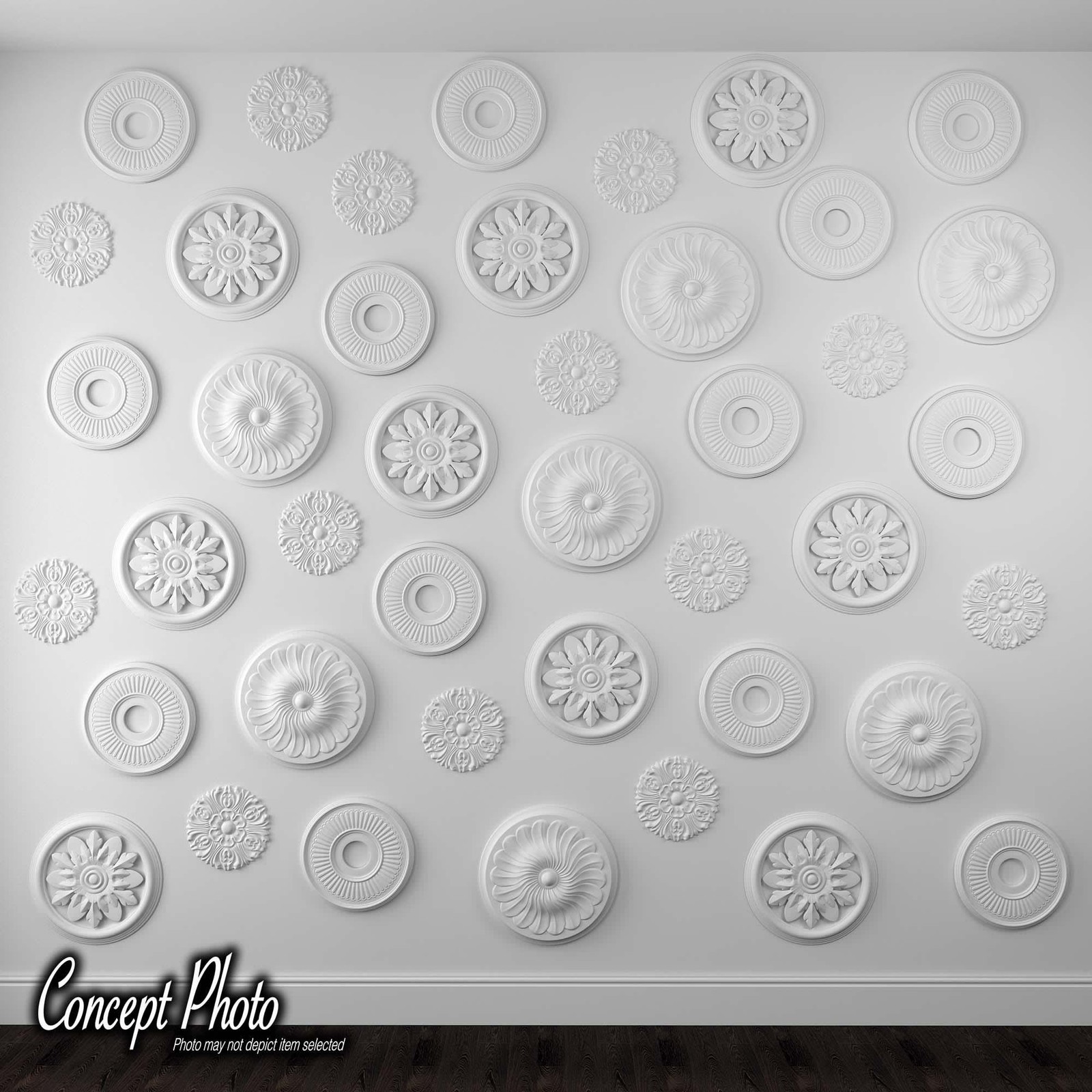 18 inch x 1-1/2 inch Floral Polyurethane Ceiling Medallion Single Pack