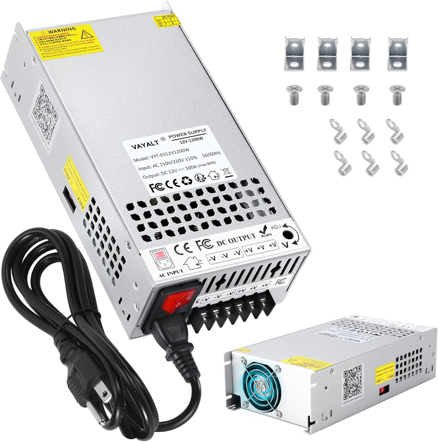 DC 12V 100A 1200W Switching Power Supply, 110V/220 V Power Supply AC to DC Conve