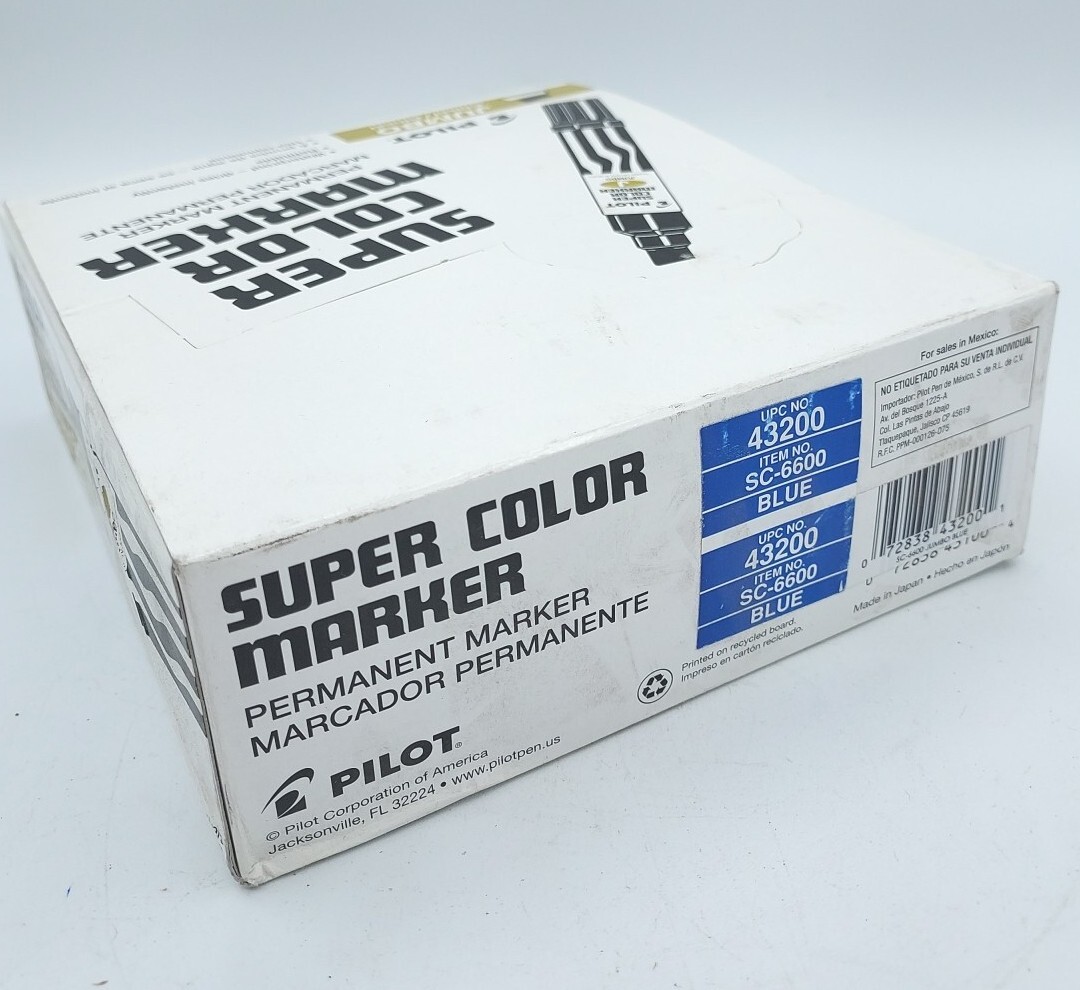 *2-Pack* Pilot 43200 Super Color Blue Permanent Marker, Jumbo Chisel, Refillable