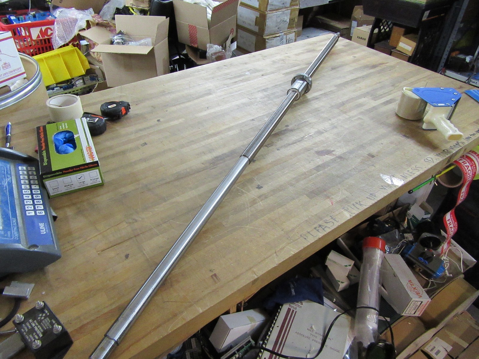 ballscrew linear shaft w/ nut 39″ screw 63″ total appx. 1″ diameter [A-0]