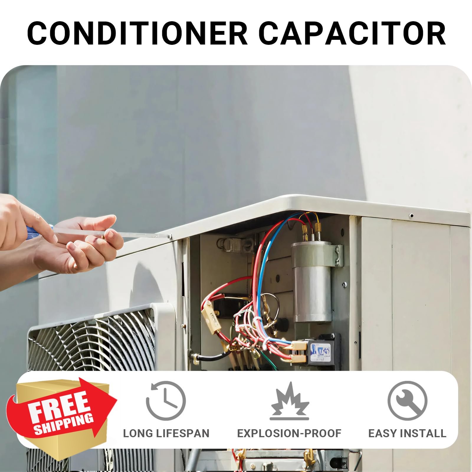 RABECH 60/7.5uF AC Capacitor 60+7.5 MFD 370V/440V Dual Run