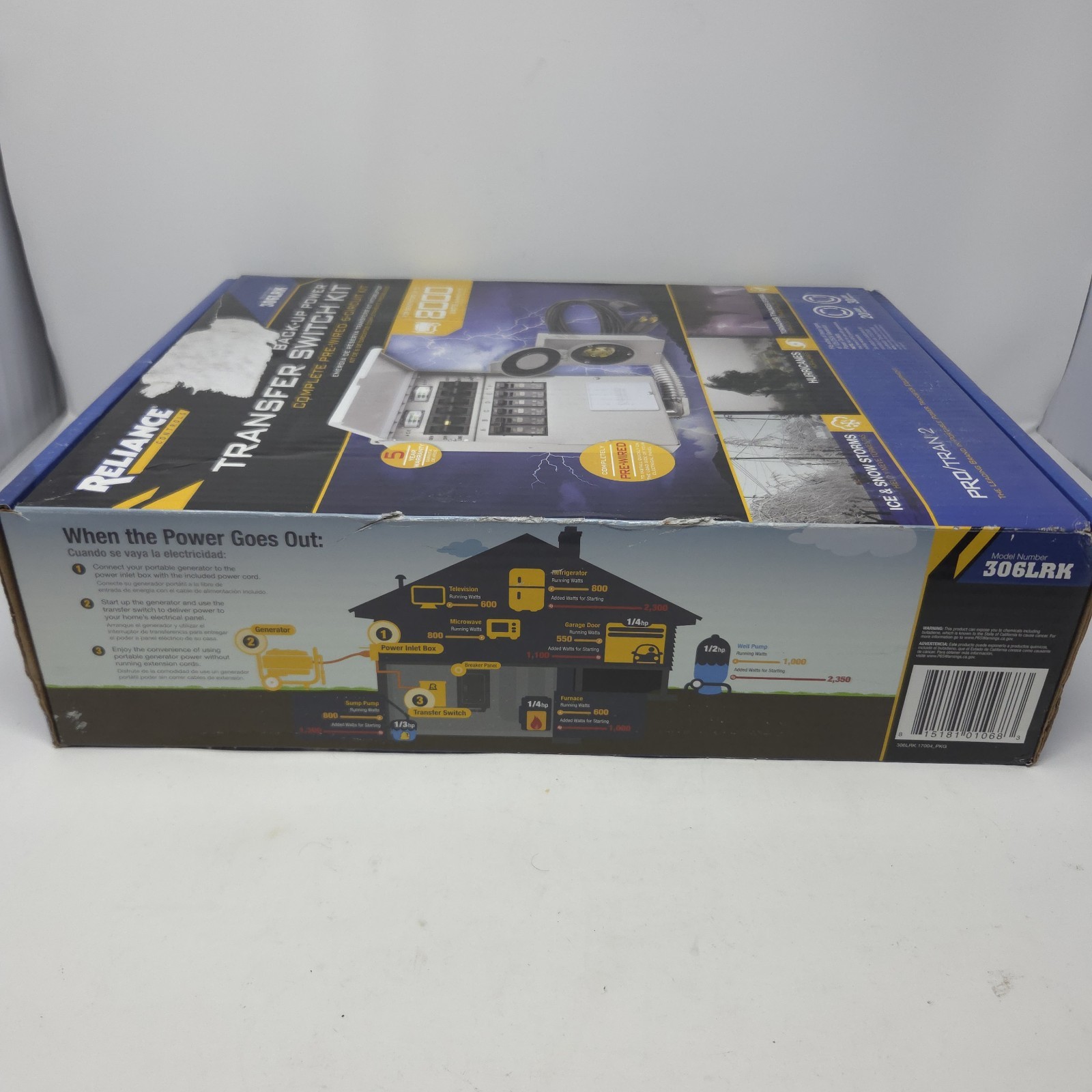 Reliance Controls 30-Amp ProTran 2 Manual Transfer Switch 8000 Watt Model 306LRK