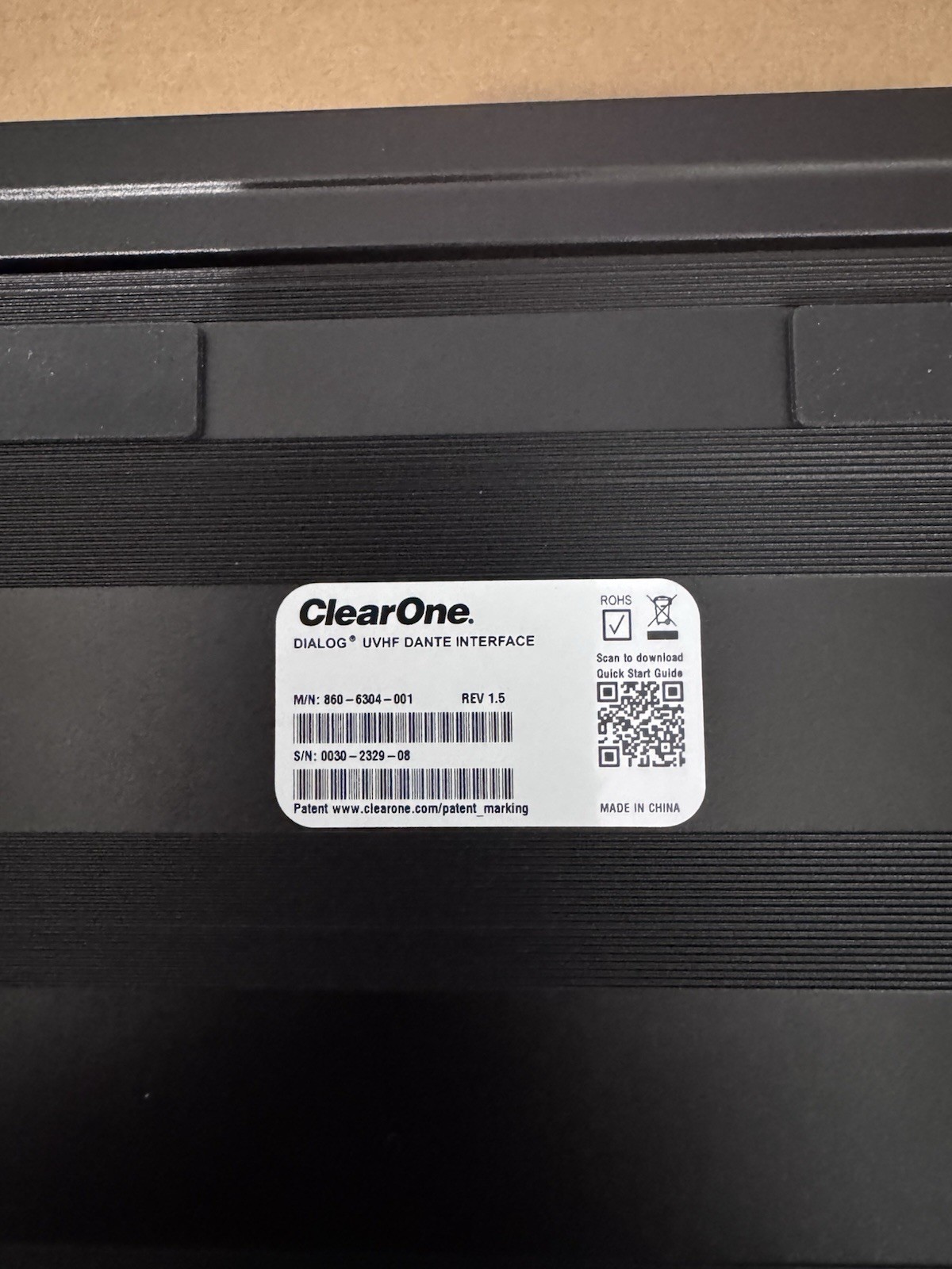 ClearOne Dialog UVHF Dante Interface 910-6304-001 REV 1.6