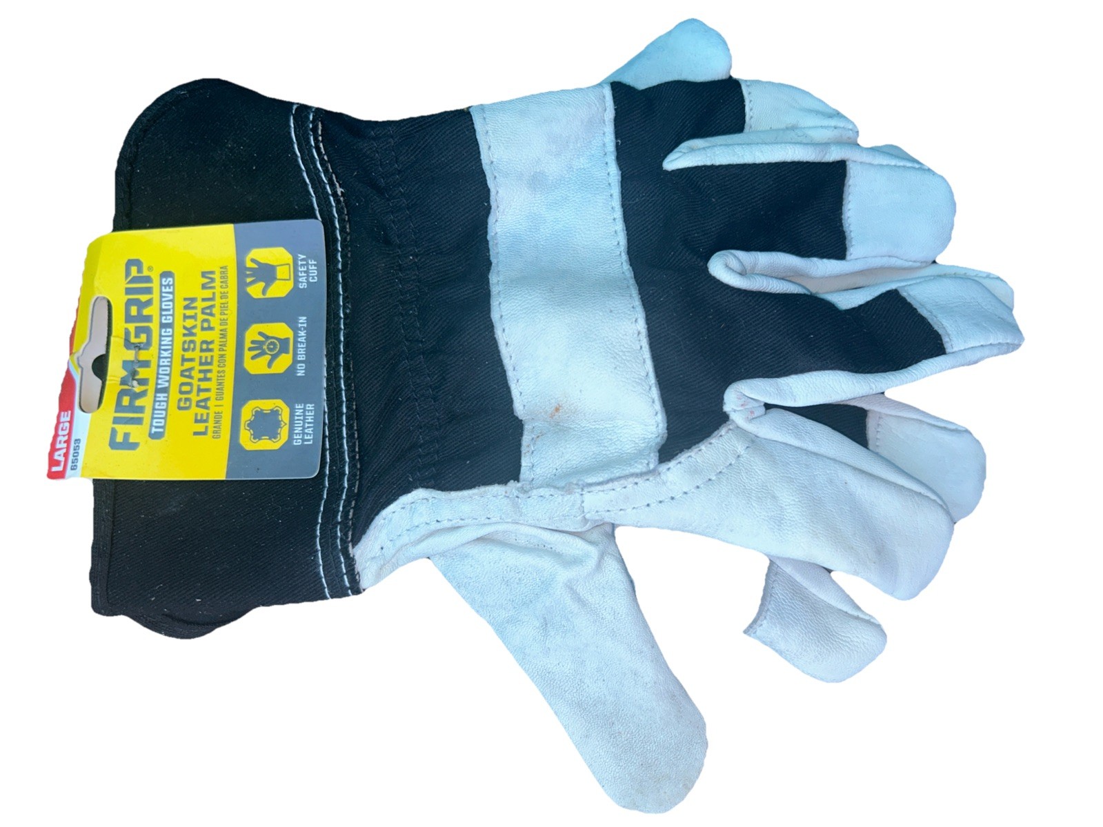 Firm Grip Goatskin Leather Palm Tough Working Gloves Sz Large