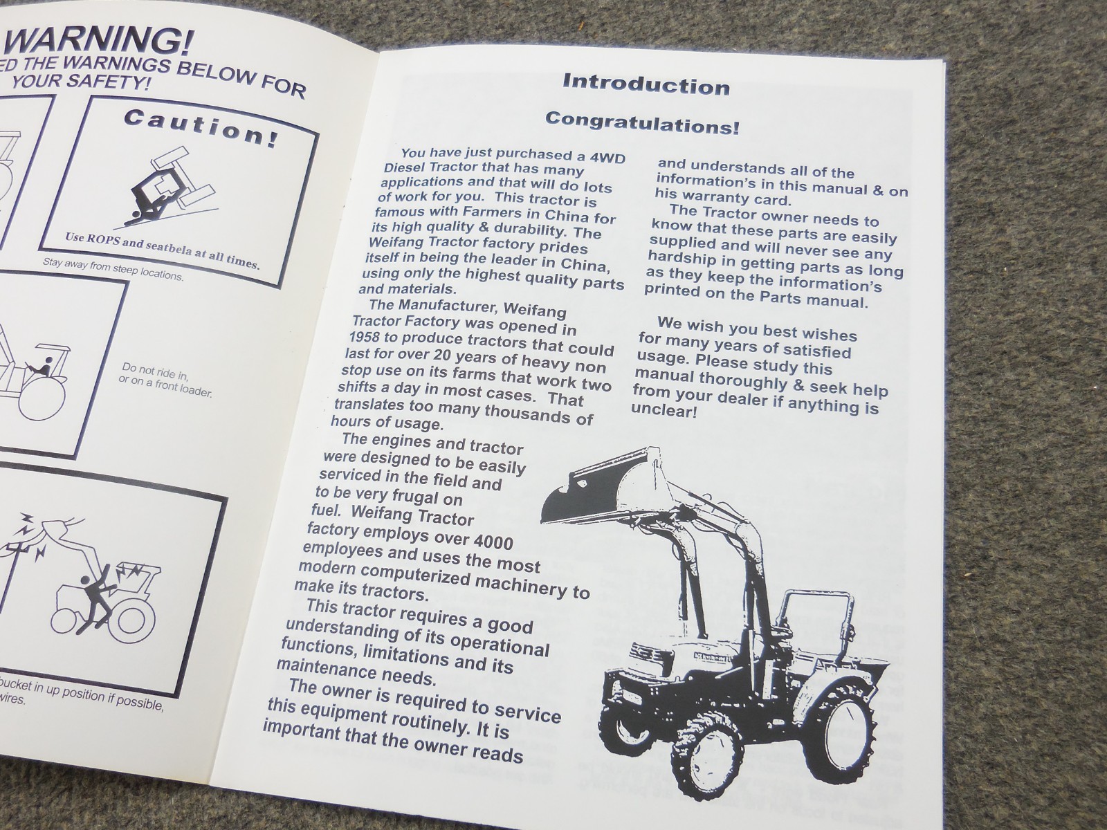 OEM Factory TYTAN International 4WD 504 Diesel Tractor Operation Manual