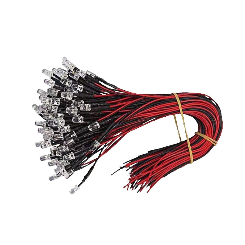 3mm/5mm Small LED Bulb Emitting Diode Lamp Bead 5V-12V with 20cm Pre-wired Cable