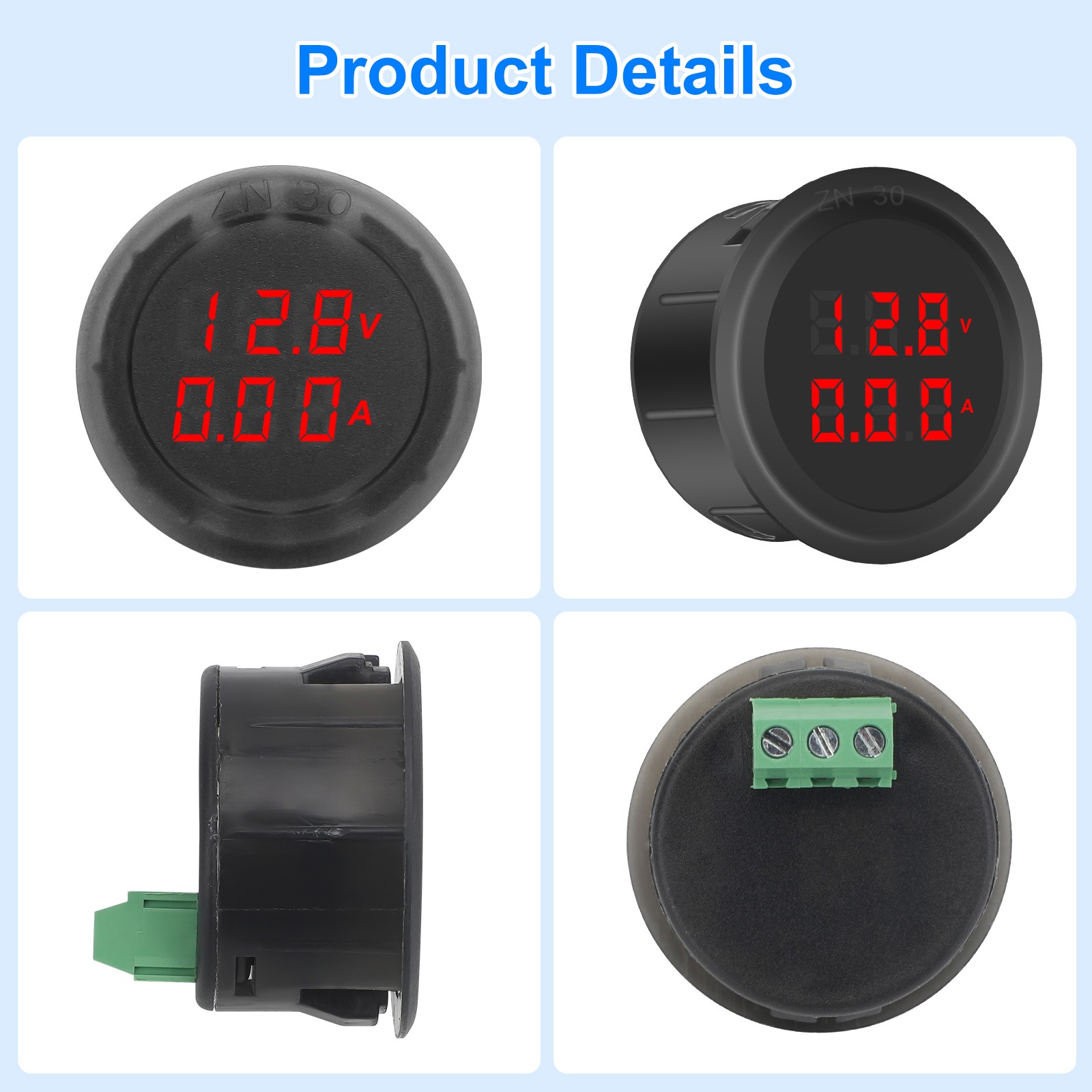 2PCS DC 5V-100V Digital Volt Gauge Amp Meter LED Display Voltage Current Monitor