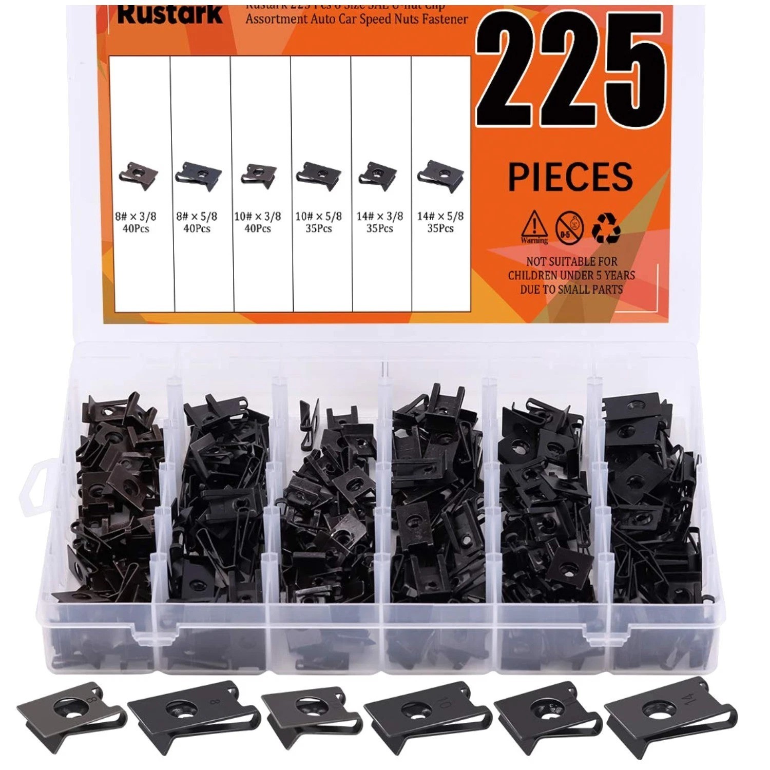 Professional 225 Pcs U-nut Clip Kit for Auto Panels