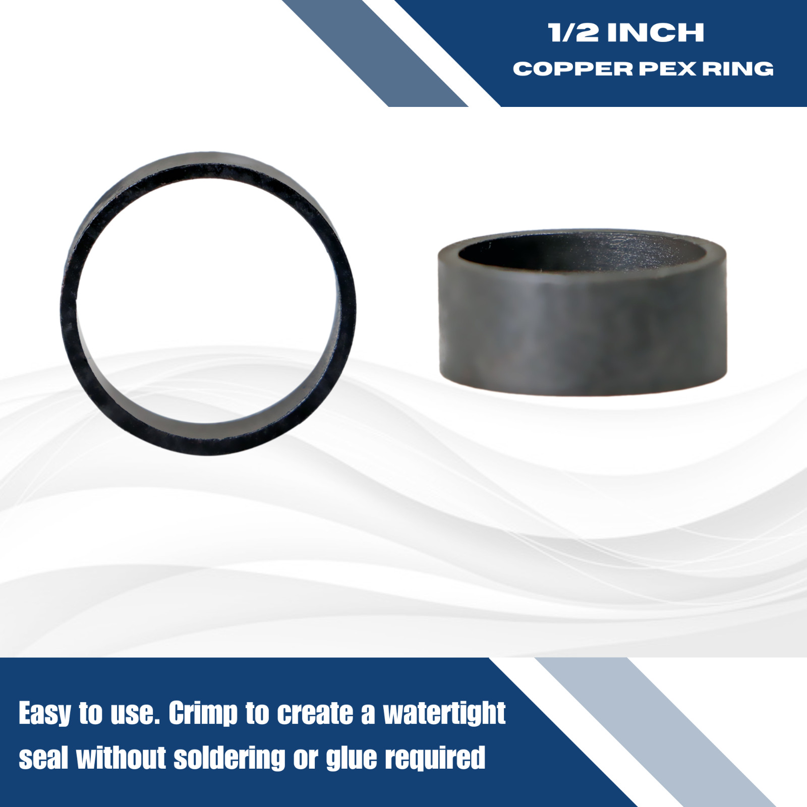 200 PIECES 1/2″ PEX COPPER CRIMP RING (BLACK-OXIDIZED SURFACE) LEAD FREE