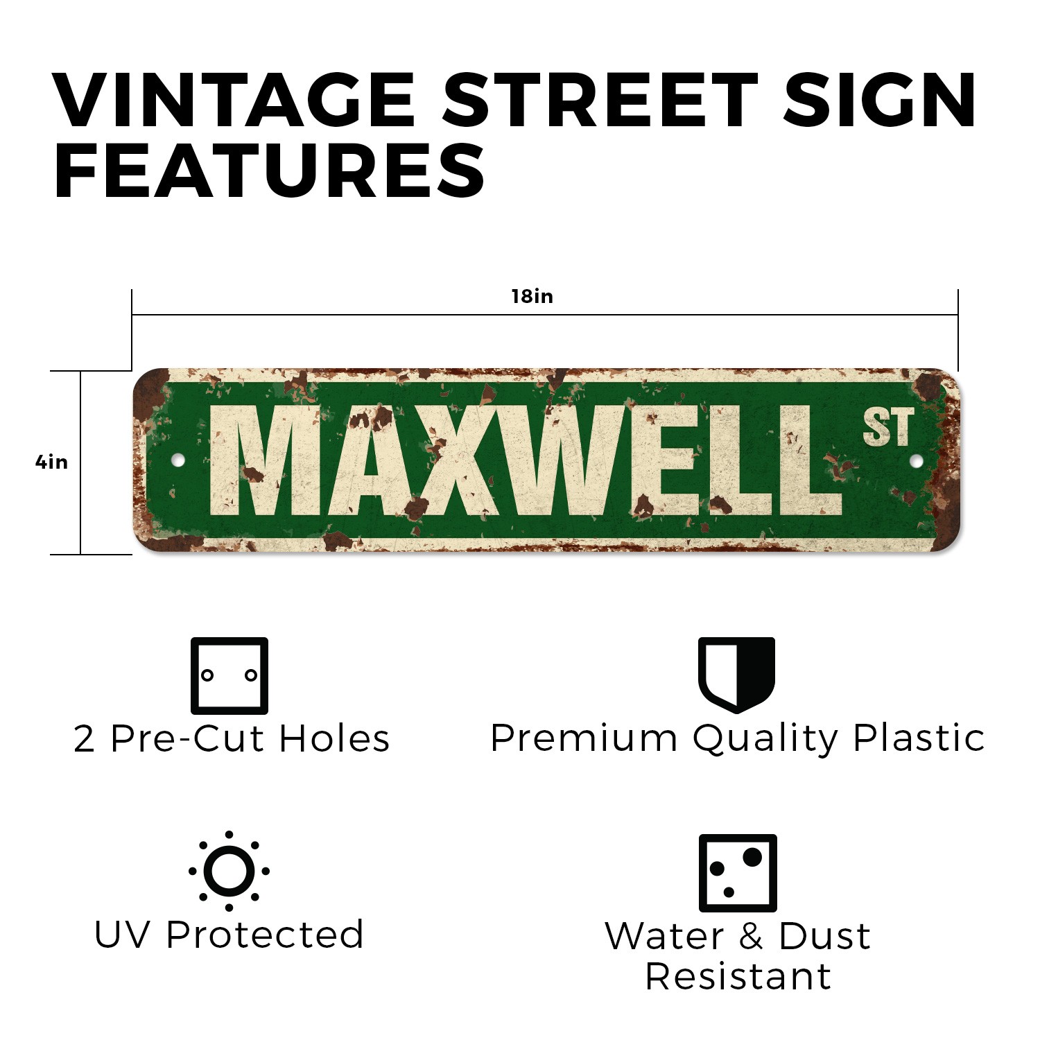 MAXWELL Vintage Style Rustic Street Sign Childrens Name Room Metal Road Sign