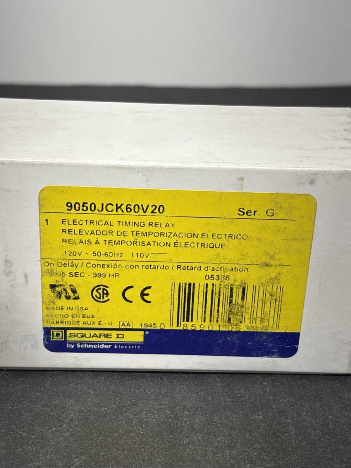 NEW SQUARE D 9050JCK60V20 SER.G TIMING RELAY