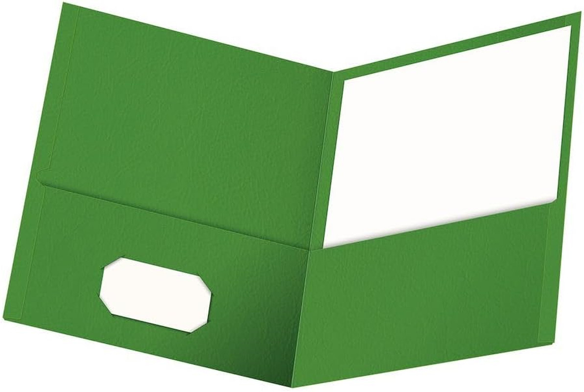 Twin-Pocket Folders, Textured Paper, Letter Size, Green, Box of 25