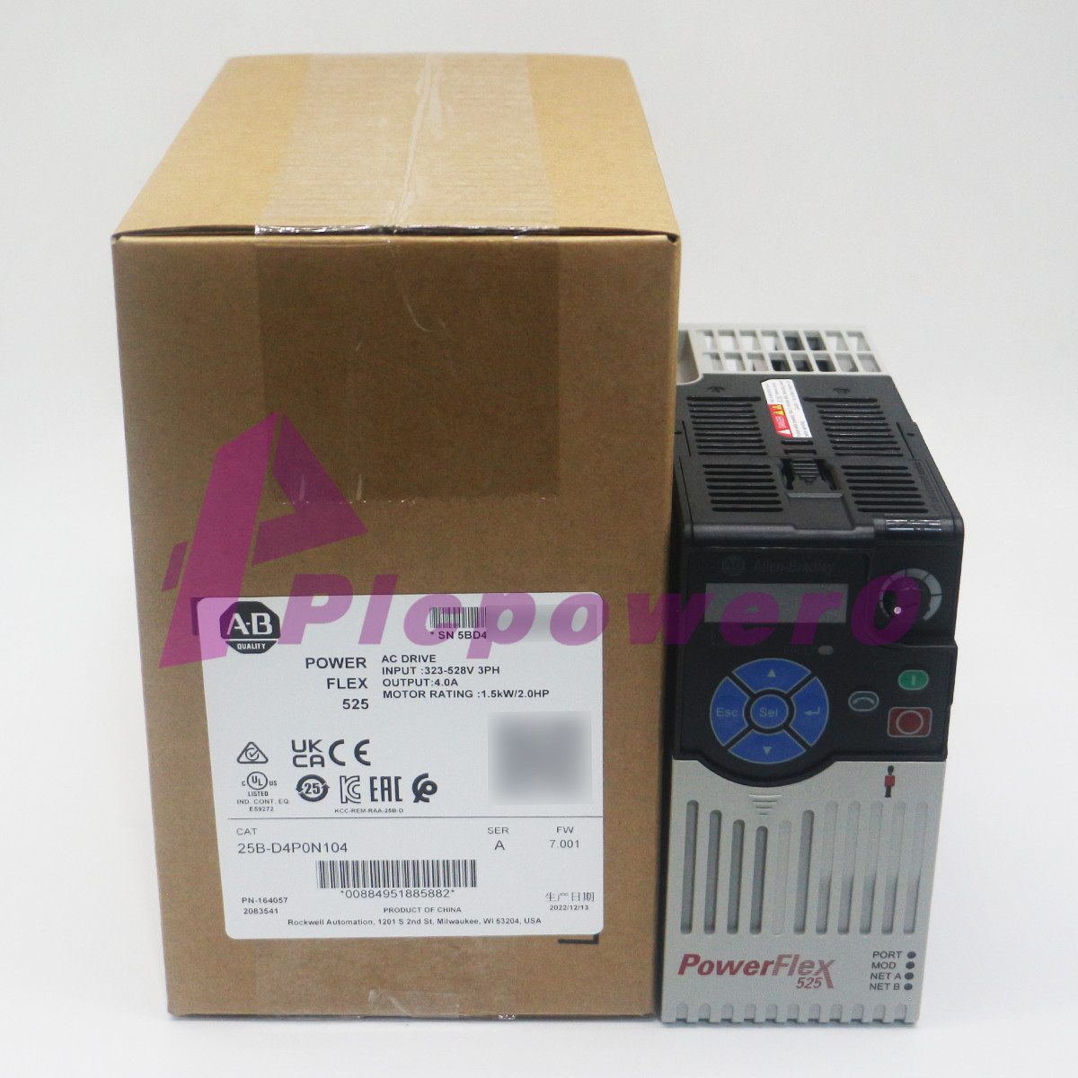 New Allen Bradley 25B-D4P0N104 PowerFlex 525 1.5kW (2Hp) AC Drive