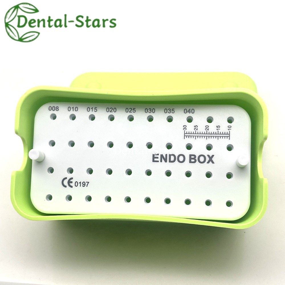 40Holes Dental Endo Box Files Bur Holder Disinfection Box w Mearsuring Ruler USA
