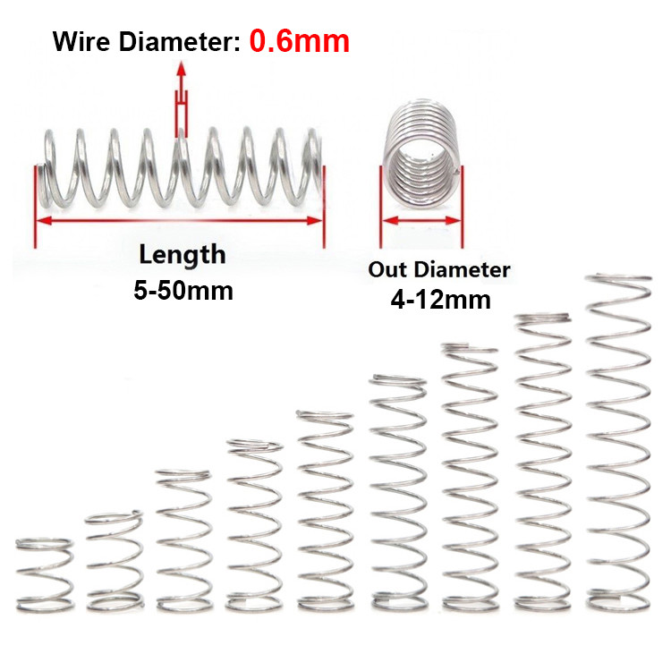 0.6mm Wire Diameter 304 Stainless Steel Compression Spring Pressure Small Spring