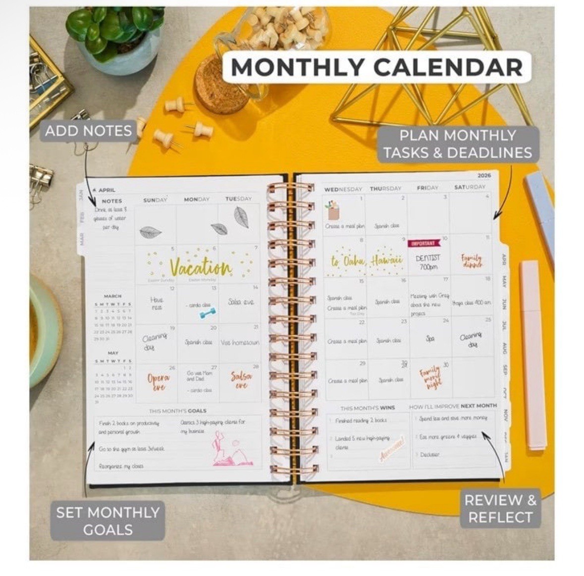 Clever Fox | Spiral Weekly Monthly Planner 2026 | A5 5.8”x8.3” | Black | SEALED