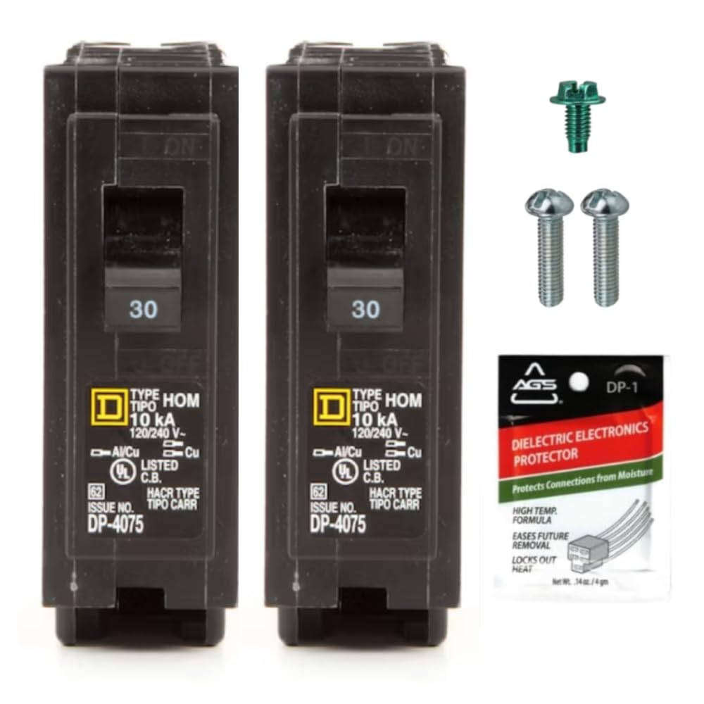 Genuine Square D HOM130 Circuit Breaker Kit Bundle (2 Pack), 30 Amp (30A) Single