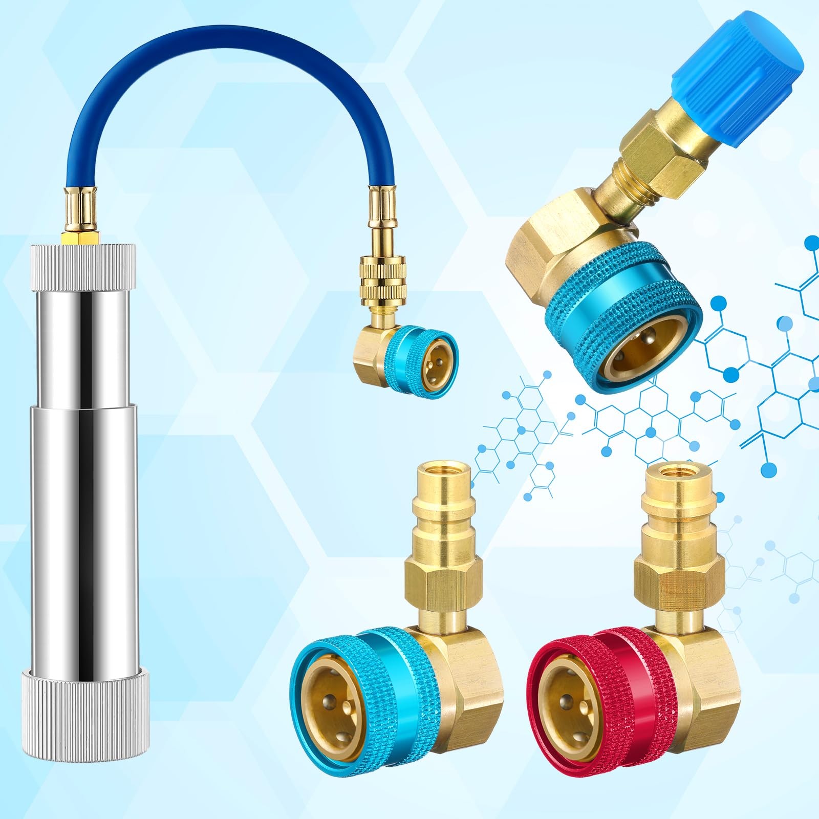 28 Pcs R1234yf to R134a Adapter with Valve R134a Quick Coupler Adapter Can Ta…