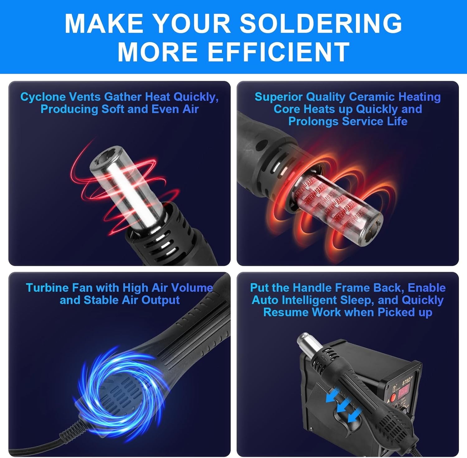 2-in-1 Soldering & Hot Air Rework Station, Dual Control