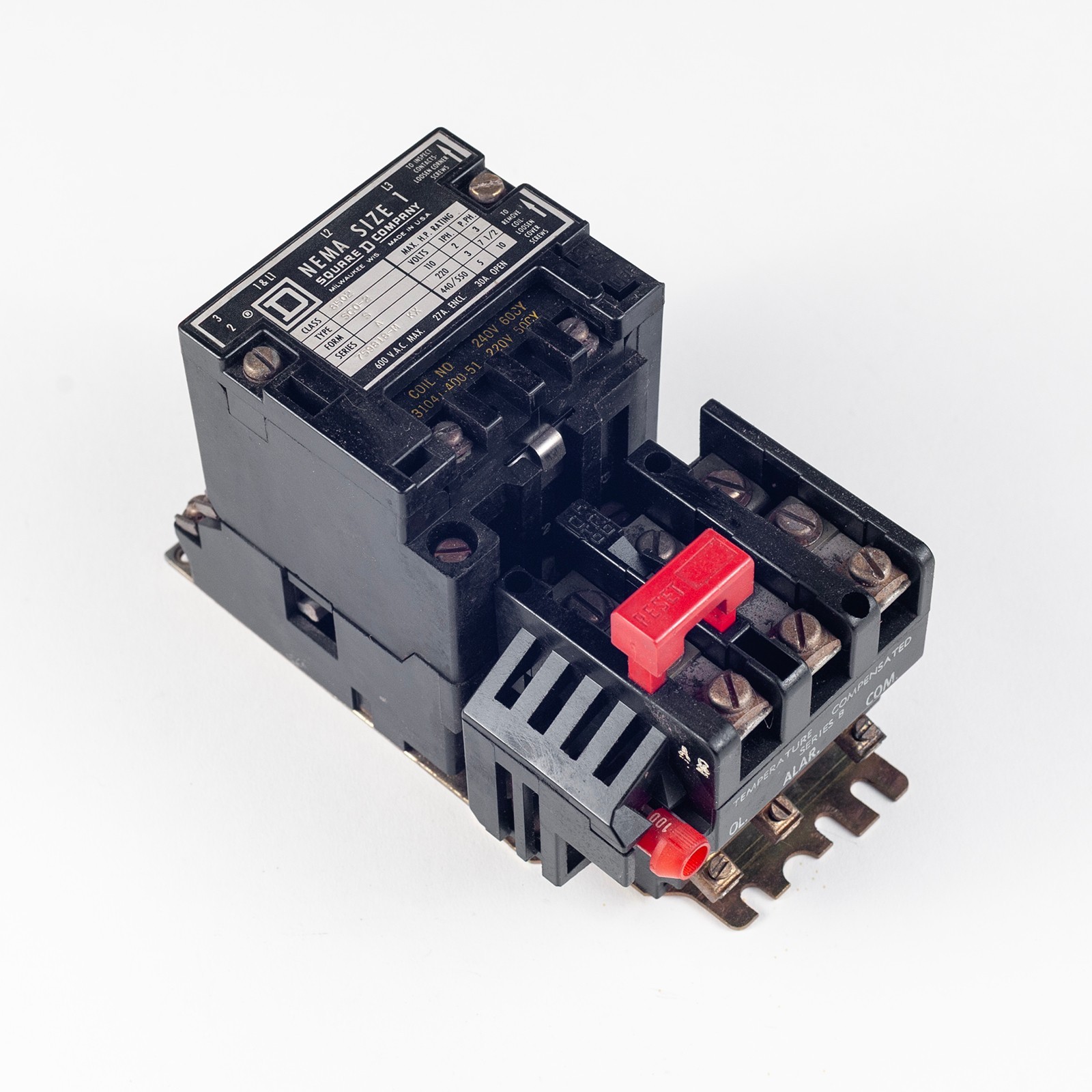 SQUARE D ~ 8502 SCO-2 Form S Series A 600V NEMA Size 1 Contactor w/Enclosure