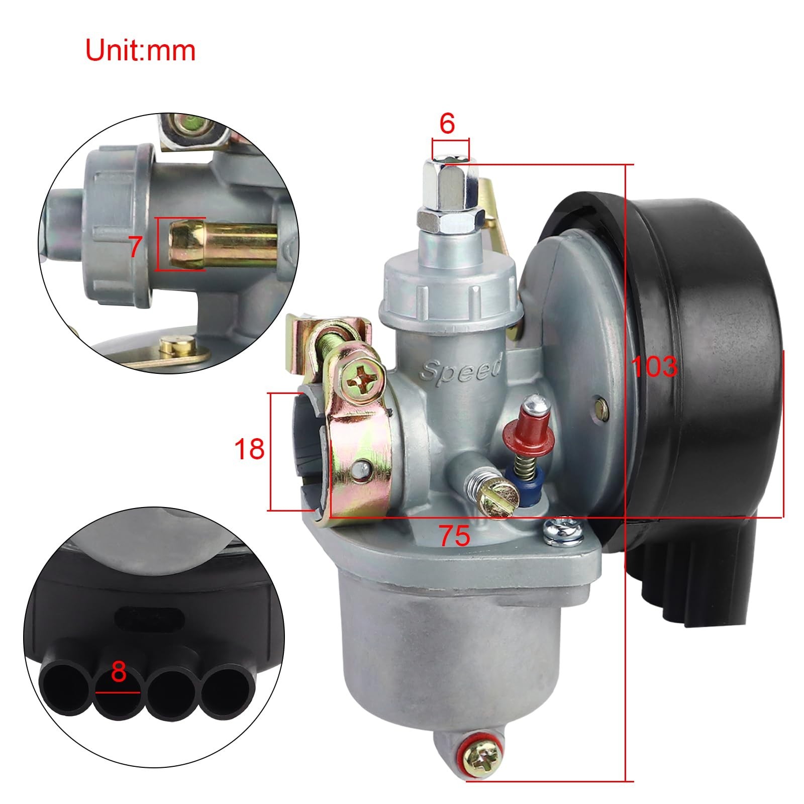 FLYPIG 49cc Engine Carburetor for 80cc 66cc 60cc 50cc 2 Stroke Bicycle Motori…