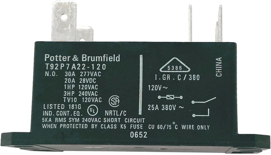 T92P7A22 120 Relay 6 Pin 30A 120VAC DPST NO Power Relay Pot Number of Items: 1