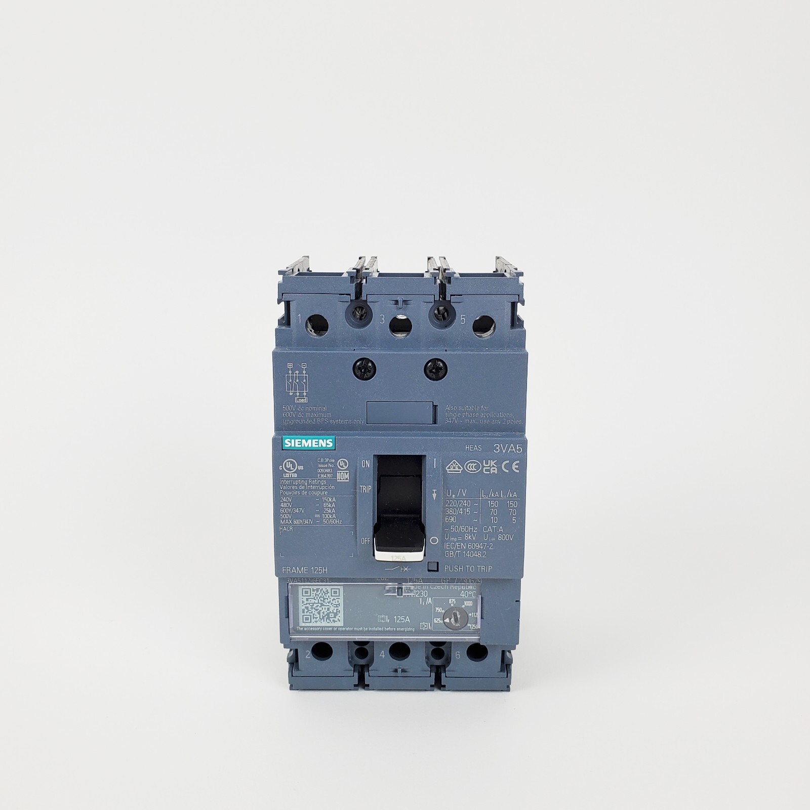 Siemens 3VA5112-6EC31-0AA0 3-Pole 125A Circuit Breaker , New!