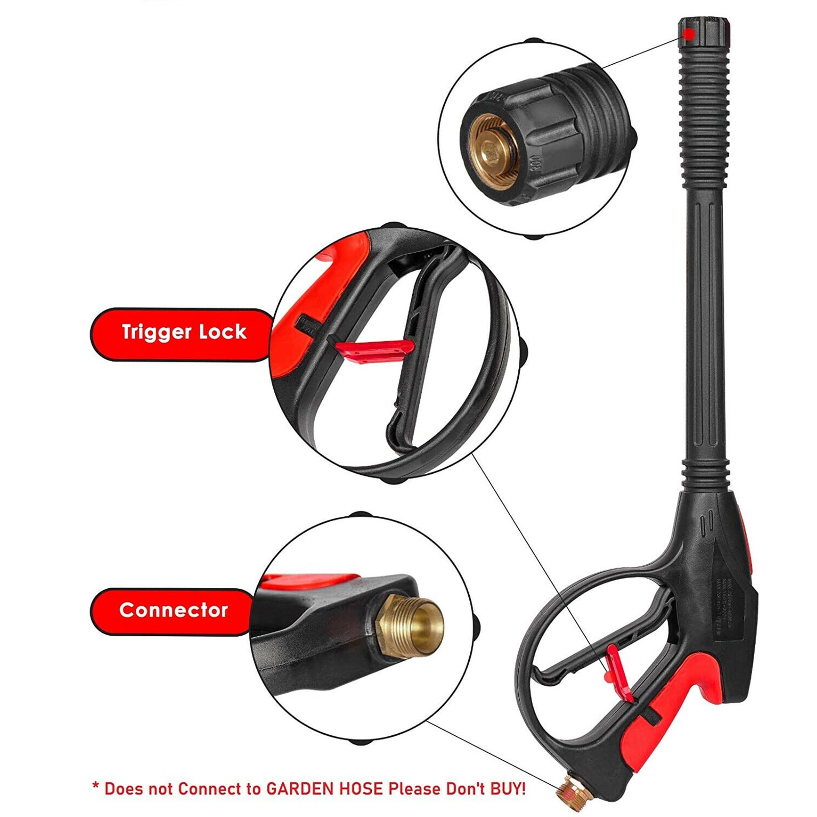 High Pressure 4000PSI Car Power Washer Gun Spray Wand Lance Nozzle + 50ft Hose