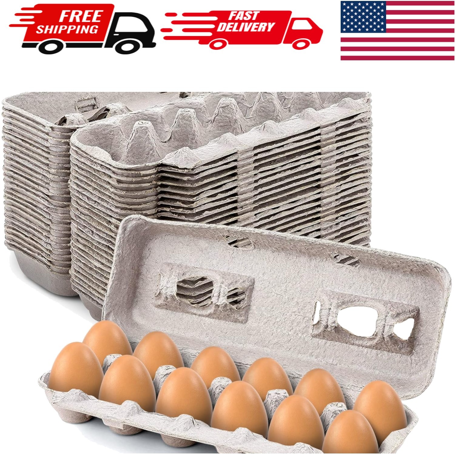 Bulk 25 Sturdy Recycled Pulp Egg Cartons – Holds 12 Eggs Each, Perfect for St…