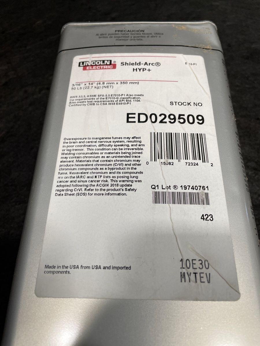 Lincoln Electric Shield-Arc HYP+ 3/16″ Stick Welding Electrodes 50 Lb ED029509