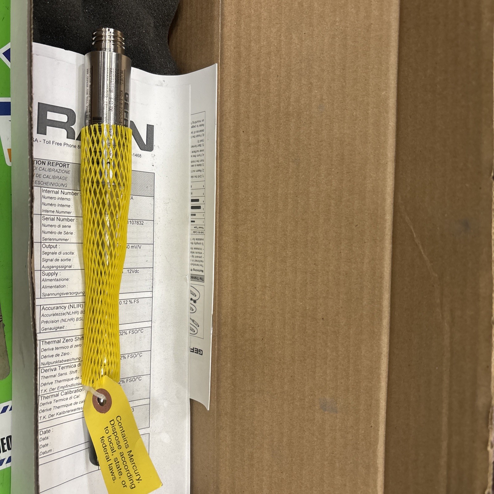 GEFRAN PRESSURE TRANSDUCER M30-8-M-p75c-1-4-0