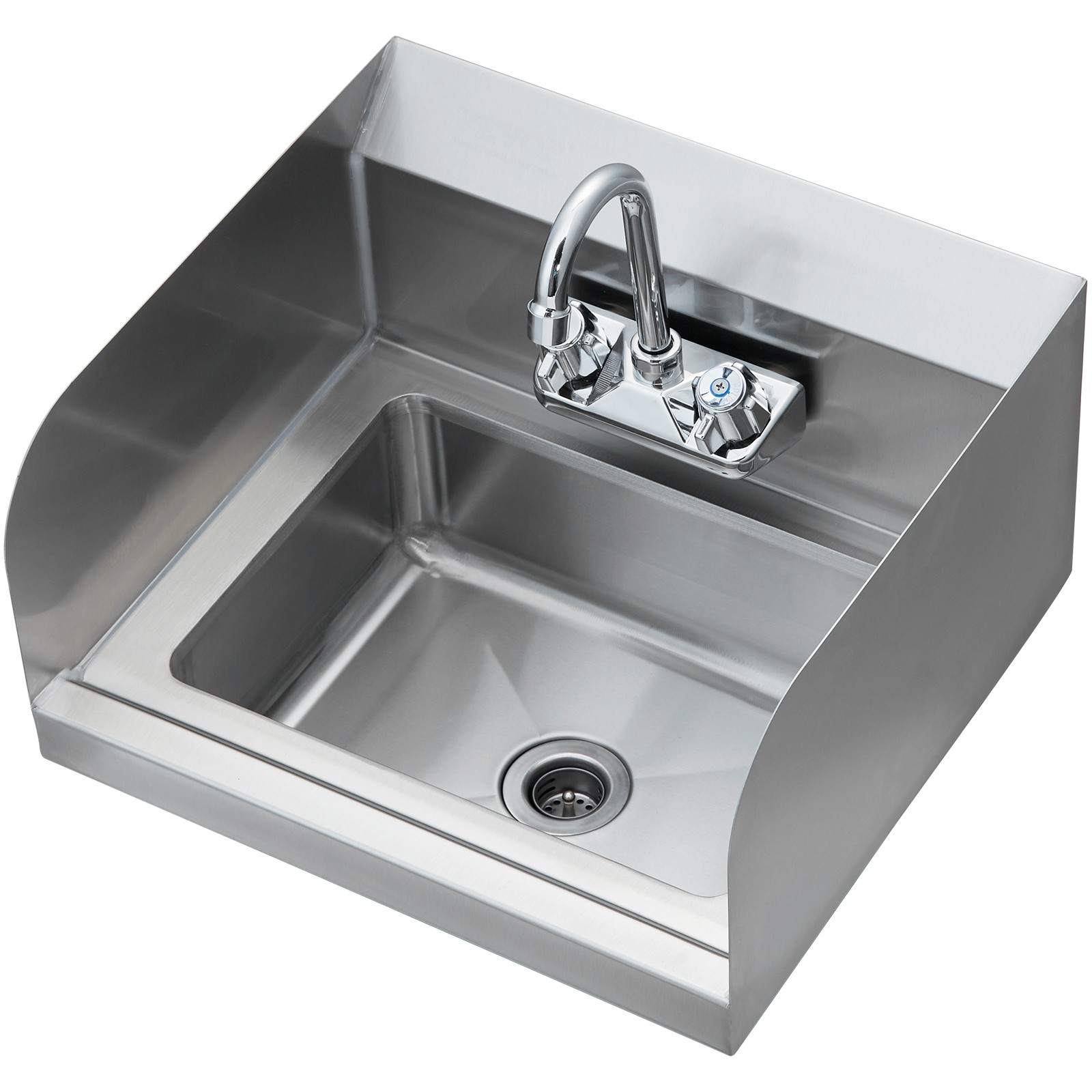 VEVOR Wall Mount Hand Wash Sink 17″x 15″ Stainless Steel w/ Faucet & Splash NSF