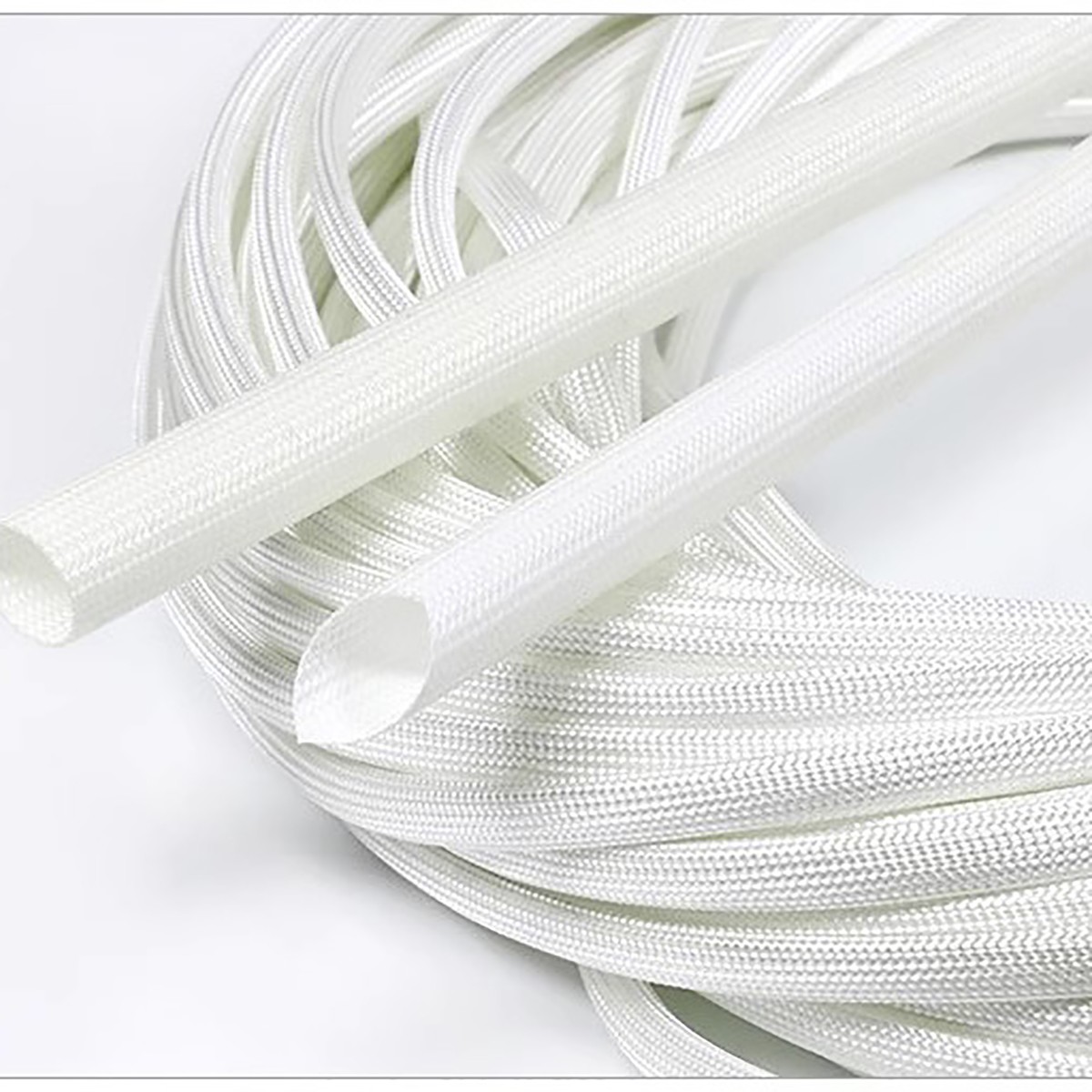 White Heat Resistant Sleeving Cable Wire HIGH TEMP Fiberglass Sleeve ID 1mm-50mm