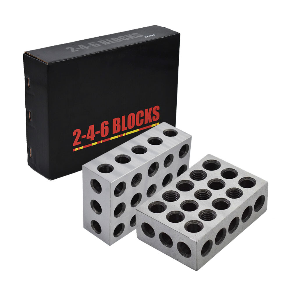 1 Pair 2-4-6 Blocks 23 Holes Matched Ultra Precision .0002″ Machinist 246 Jig