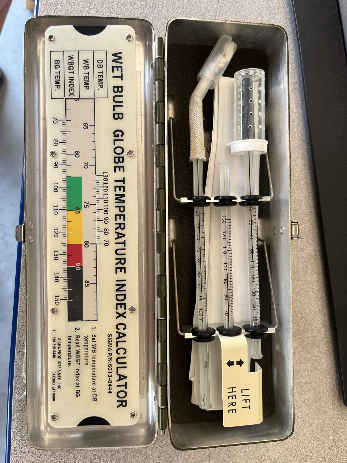 Sigma Products Wet Bulb Globe Temperature Index Calculator P/N 6013-0444