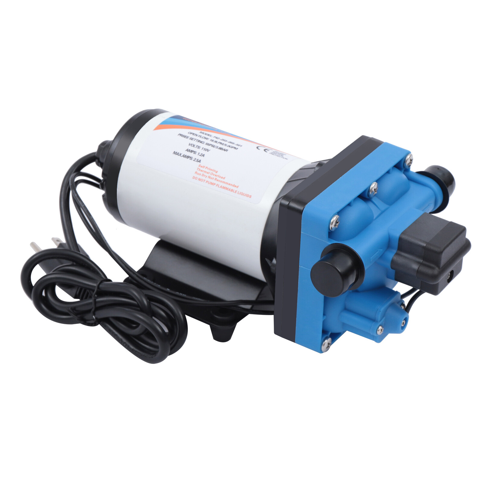 110V Self Priming Water Pressure Diaphragm Pump 55 PSI for Home/Caravan/Marine