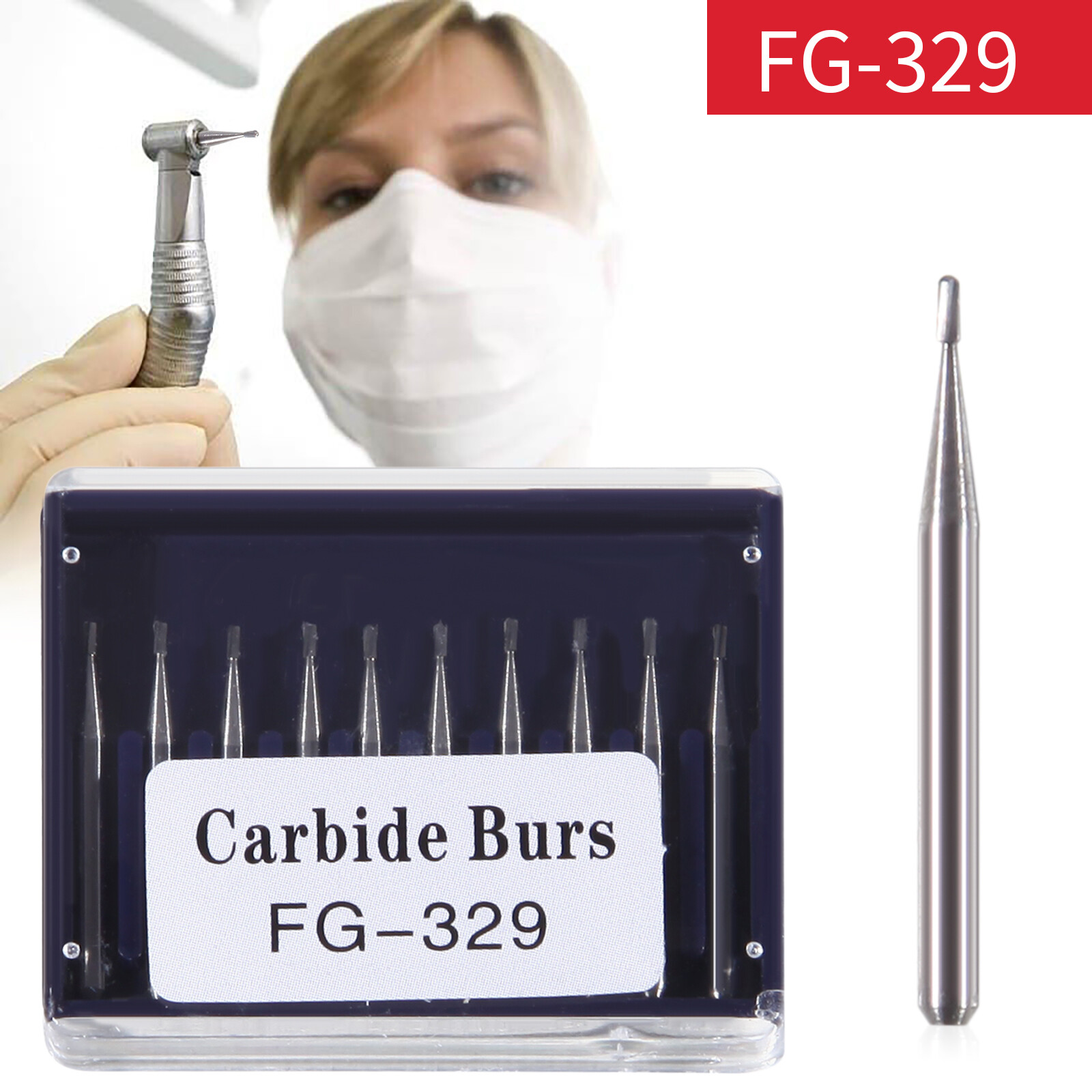Dental Carbide Burs Pear-Shaped Type for High Speed Tungsten Steel Bur FG329