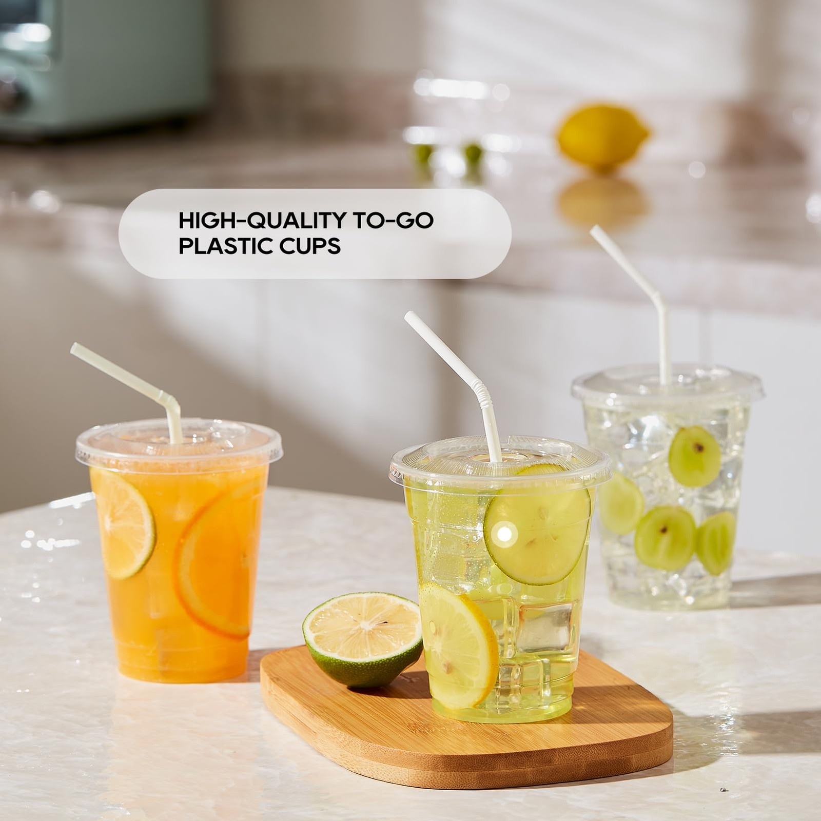100 Pack 12 OZ Clear Plastic Cups, Cold Party Drinking 12 Ounces, Clear-1