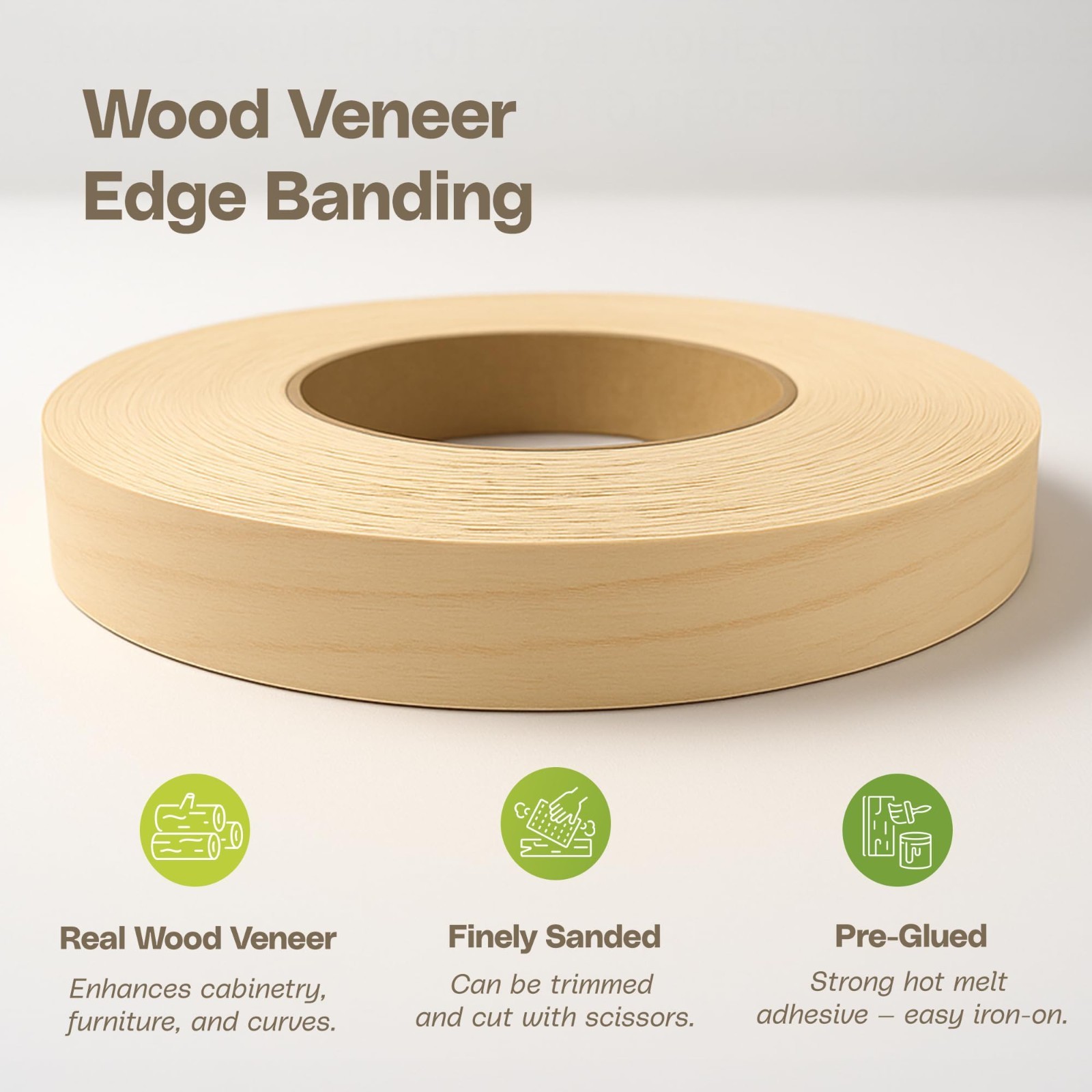 Birch 3/4″ x 50ft Pre-Glued Iron-On Wood Veneer Edge Banding Tape – DIY Furnitur